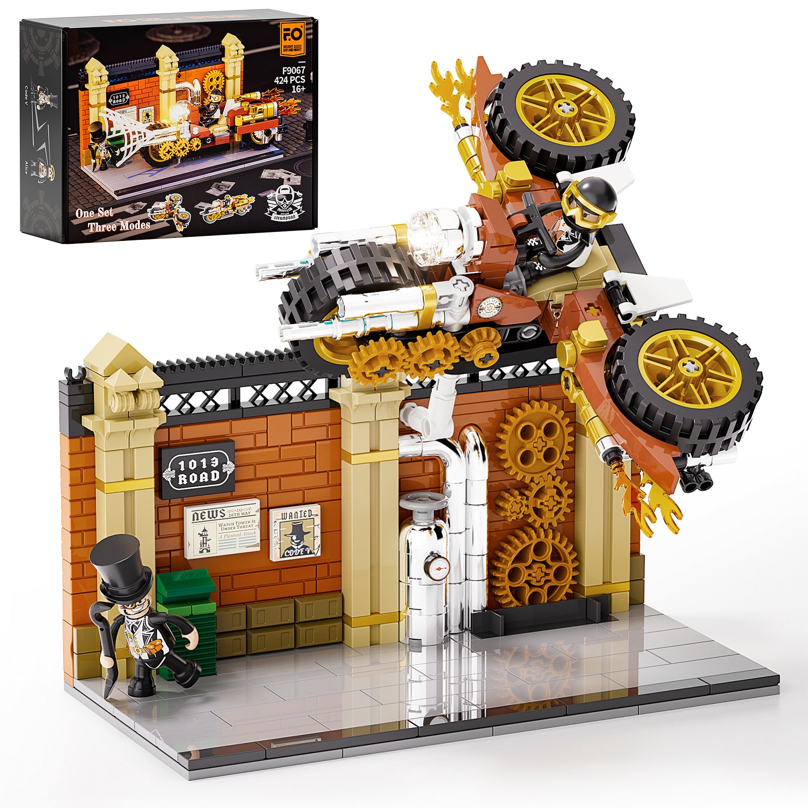 Steampunk Motorcycle Pursuit 424PCS