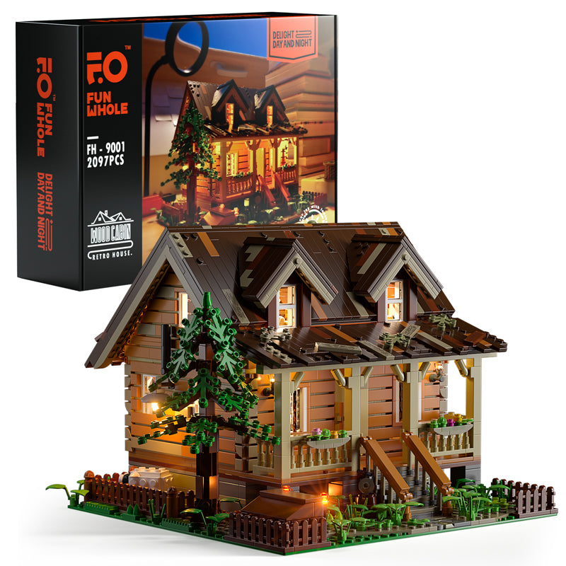 Funwhole® - FH9001 Wood Cabin Building Set(Come With Light Kit)