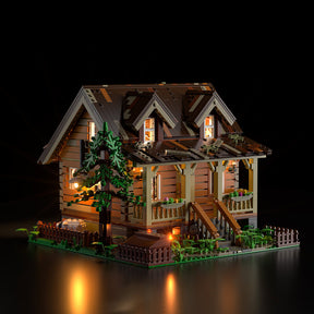 light up Funwhole wood cabin building kit